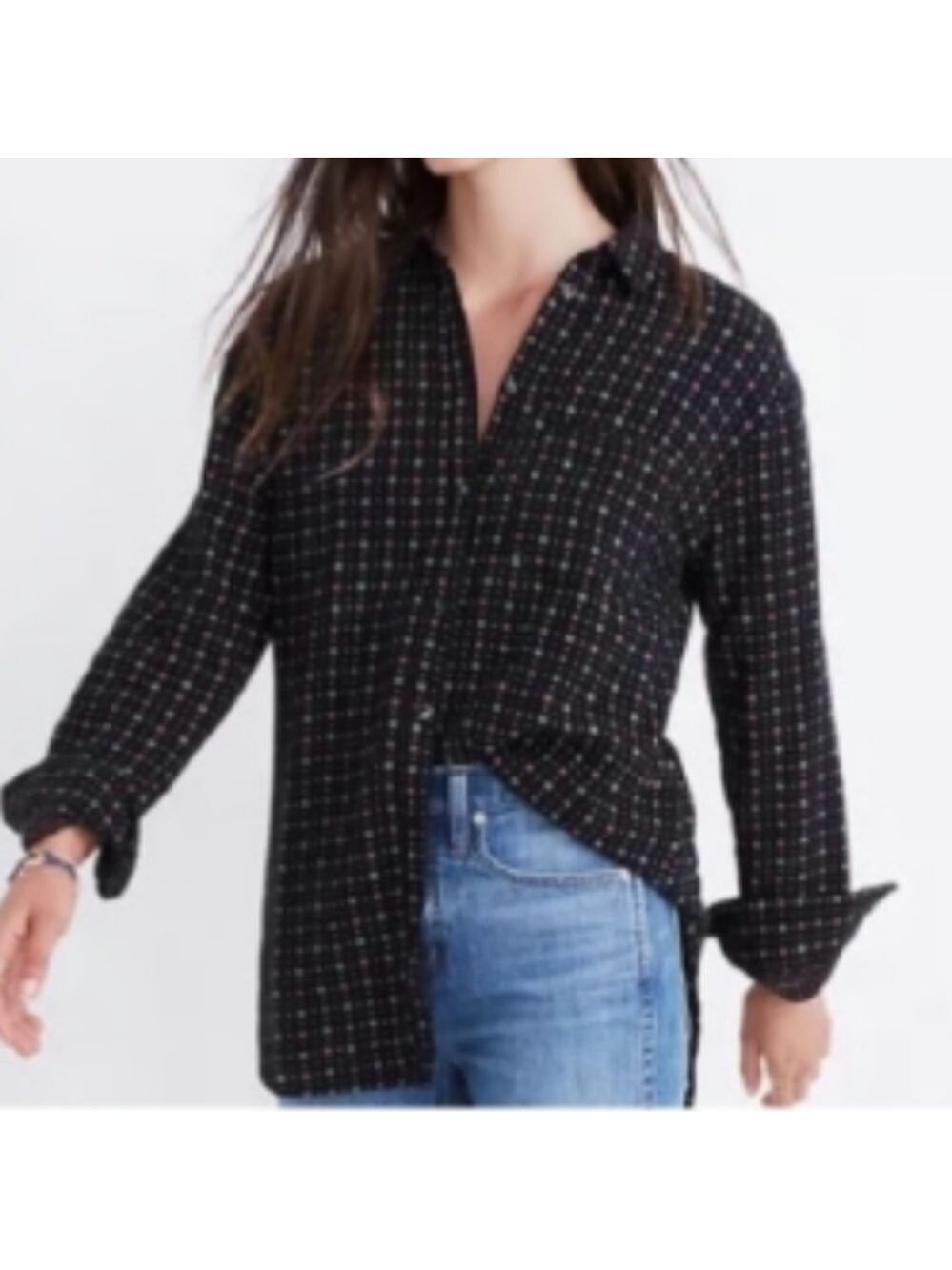 MADEWELL Black Mayfair Foulard Oversized Ex Boyfriend Shirt XS